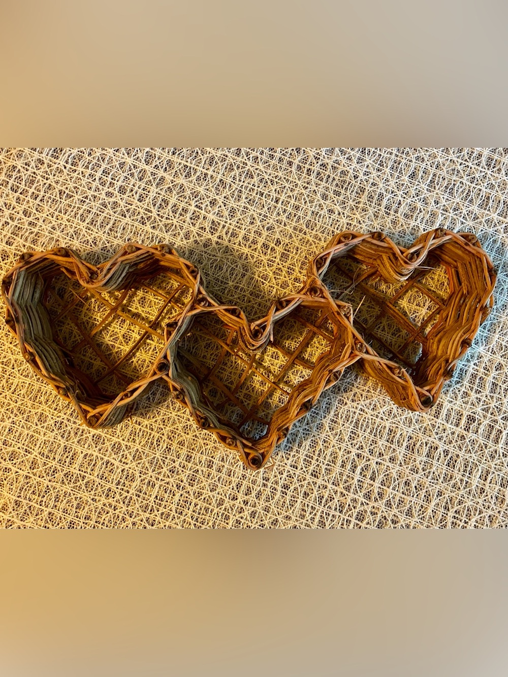 Vtg. Heart Woven Grapevine Wall hanging Basket